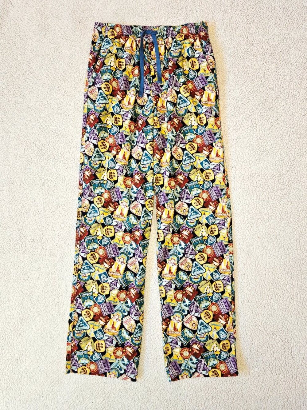 Disney Parks Ride Attractions Print Lounge Pajama Pants Cotton Unisex Women's S
